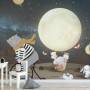 Cartoon Bear and Cute Rabbit with Moon Wallpaper Mural