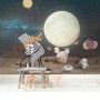 Cartoon Bear and Cute Rabbit with Moon Wallpaper Mural