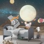 Cartoon Bear and Cute Rabbit with Moon Wallpaper Mural