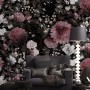 Dark Floral with Pink Chrysanthemum Wallpaper Mural