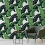 Green Banana Leaf Pattern Wallpaper Mural