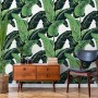Green Banana Leaf Pattern Wallpaper Mural