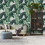 Green Banana Leaf Pattern Wallpaper Mural