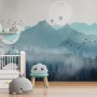 Misty Mountain Landscape with Moon Wallpaper Mural