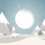 Kids Mountainscape with Fullmoon and White Bears Wallpaper Mural