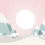 Kids Mountainscape with Cute Bears and Pink Skyscape Wallpaper Mural