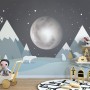 Kids Mountainscape with Cute Bears and Nightscape Wallpaper Mural