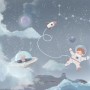 Soft Shining Planets and Astronaut for Boys Space Wallpaper Mural