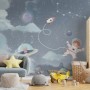 Soft Shining Planets and Astronaut for Boys Space Wallpaper Mural