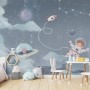 Soft Shining Planets and Astronaut for Boys Space Wallpaper Mural