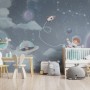 Soft Shining Planets and Astronaut for Boys Space Wallpaper Mural