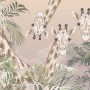 Cute Giraffes Between Tropical Leaves Wallpaper Mural