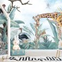 Kids Safari Animals with Fresh Tropical Leaves Wallpaper Mural