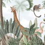 Kids Nursery Pink Flamingo and Cute Giraffe Safari Animals Wallpaper Mural