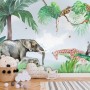 Kids Tropical Forest with Cute Safari Animals Wallpaper Mural
