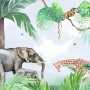 Kids Tropical Forest with Cute Safari Animals Wallpaper Mural