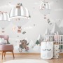 Cute Animals Playing Skate on the Snowy Mountain with Hot Air Balloon Wallpaper Mural