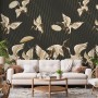 Gold Style Vintage Asian Crane Birds Wallpaper Mural