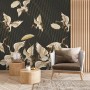 Gold Style Vintage Asian Crane Birds Wallpaper Mural