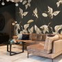 Gold Style Vintage Asian Crane Birds Wallpaper Mural