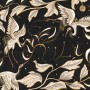 Dark Crane Birds and Brown Retro Florals Wallpaper Mural