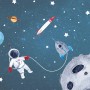 Watercolor Space with Astronaut and Meteor Wallpaper Mural