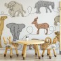 Abstract Animal Line Art Wallpaper Mural