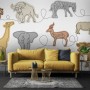 Abstract Animal Line Art Wallpaper Mural