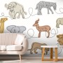 Abstract Animal Line Art Wallpaper Mural