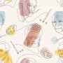 Artist Face Line Art with Colorful Abstract Brush Wallpaper Mural