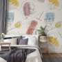 Artist Face Line Art with Colorful Abstract Brush Wallpaper Mural