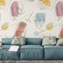 Artist Face Line Art with Colorful Abstract Brush Wallpaper Mural