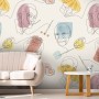Artist Face Line Art with Colorful Abstract Brush Wallpaper Mural
