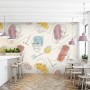 Artist Face Line Art with Colorful Abstract Brush Wallpaper Mural