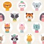 Kids Cute Safari Animals Pattern Wallpaper Mural