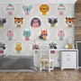Kids Cute Safari Animals Pattern Wallpaper Mural