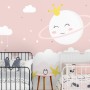 Nursery Soft Moon with White Cloud in the  Sky Wallpaper Mural