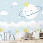 Nursery Soft Moon with White Cloud in the  Sky Wallpaper Mural
