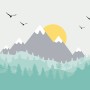 Kids Mountain Landscape with Trees Wallpaper Mural