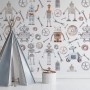 Kids Watercolor Robot Wallpaper Mural