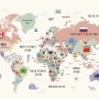 Kids Colorful World Map with Flags Map Wallpaper Mural