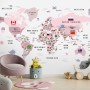 Kids Colorful World Map with Flags Map Wallpaper Mural