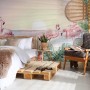 Tropical Landscape with Flamingos Wallpaper Mural