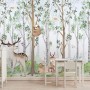Nursery Cute Animals in the Forest Watercolor Kids Wallpaper Murals