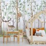 Nursery Cute Animals in the Forest Watercolor Kids Wallpaper Murals