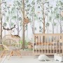 Nursery Cute Animals in the Forest Watercolor Kids Wallpaper Murals