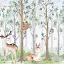 Nursery Cute Animals in the Forest Watercolor Kids Wallpaper Murals
