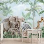 Kids Safari Animals with Cub Wallpaper Mural