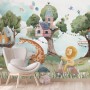 Kids Forest Animals with Treehouse Wallpaper Mural
