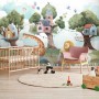 Kids Forest Animals with Treehouse Wallpaper Mural